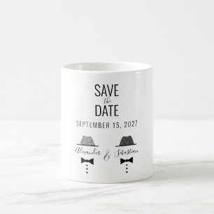 Caneca De Café Convite de Salvar a Data de Casamento Gay Simples