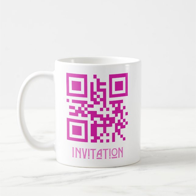Caneca De Café Convite HOCO, mensagem codificada por Código QR.b (Esquerda)