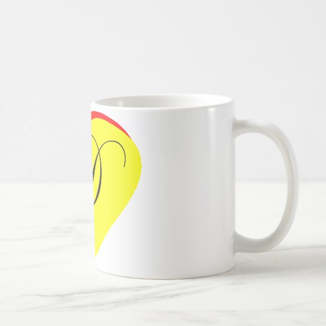 Caneca De Café Convite Para Casamento Coração Vermelho Amarelo D  (Direita)