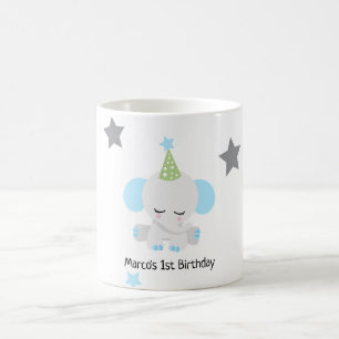 Caneca De Café Convite para o Aniversário de Elefante Bonito para