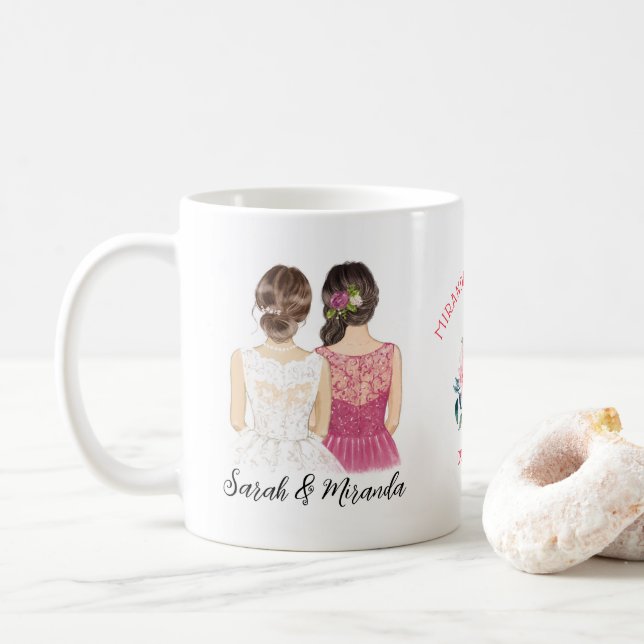 Caneca De Café Convocação Floral Elegante Bridesmaid Convite (Com Donut)