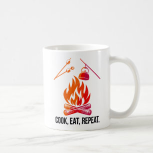 Caneca De Café Cook Coma Repetir Engraçado Acampamento Design