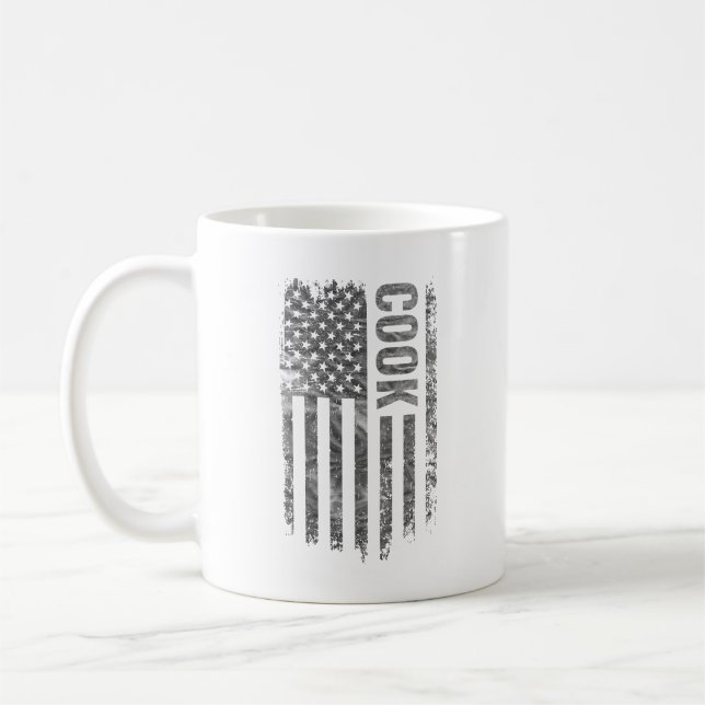 Caneca De Café Cook USA Flag Distressed design (Esquerda)