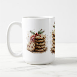 Caneca De Café Cookies de Chip com Aquarela Vermelho Verde Natal
