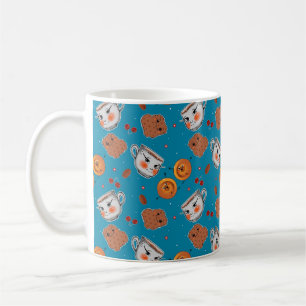 Caneca De Café Cookies, pães: padrão de fundo azul