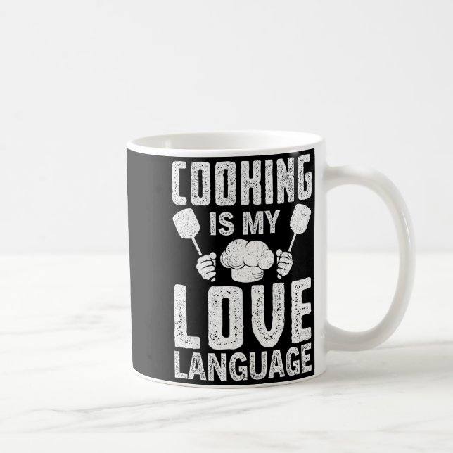 Caneca De Café Cooking Is My Love Language Funny Chef Quote  (Direita)