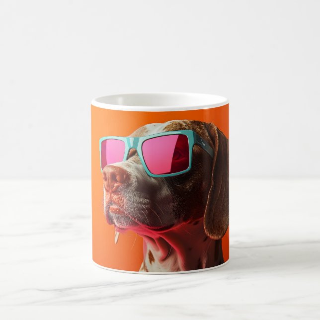 Caneca De Café Cool Bracco italiano dog with sunglasses (Centro)