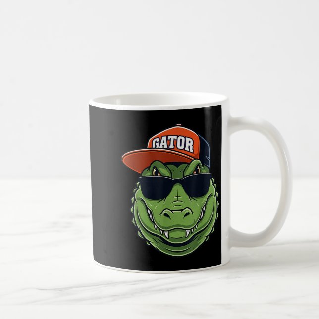 Caneca De Café Cool Crocodile Animal Gator Graphic With Cap And S (Direita)