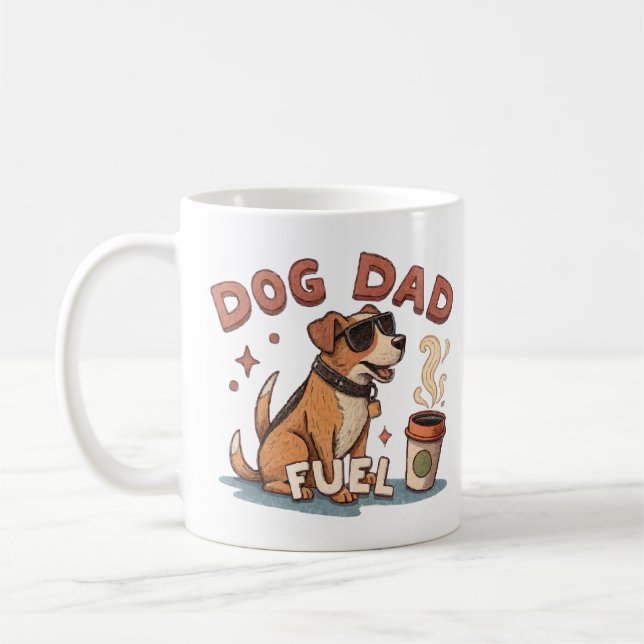 Caneca de Café Cool Dog Dad Fuel com Óculos de Sol (Esquerda)