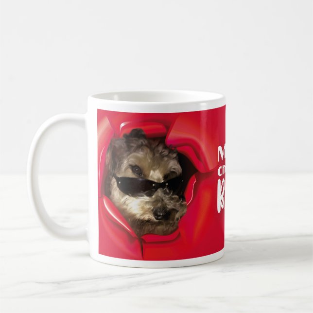 Caneca De Café Cool Dog wishing Merry Christmas Mug (Esquerda)