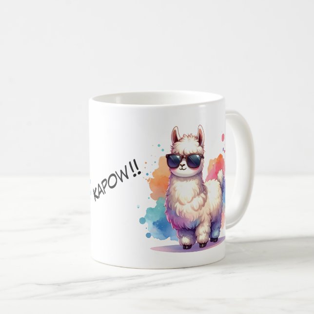 Caneca De Café Cooles Llama mit Sonnenbrille  (Frente Esquerda)