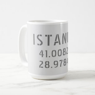 Caneca De Café Coordenadas de Latitude e Longitude em Istambul