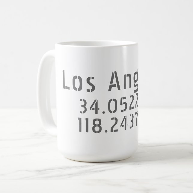 Caneca De Café Coordenadas de Los Angeles (Frente Esquerda)