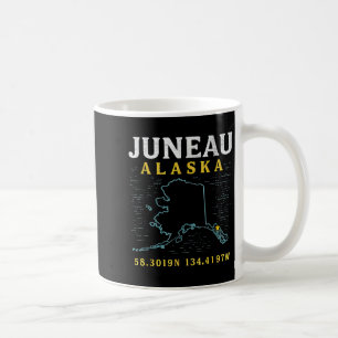 Caneca De Café Coordenadas de Mapa de Juneau Alaska, Viagem