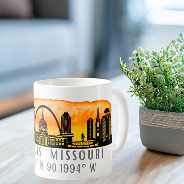 Caneca De Café Coordenadas do Mapa de Louis Skyline (Criador carregado)