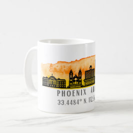 Caneca De Café Coordenadas do Mapa Skyline Phoenix