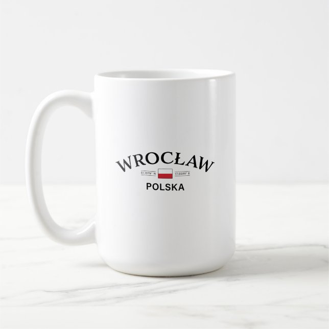 Caneca De Café Coordenadas Polonesas Wroclaw Polska (Polônia) (Esquerda)