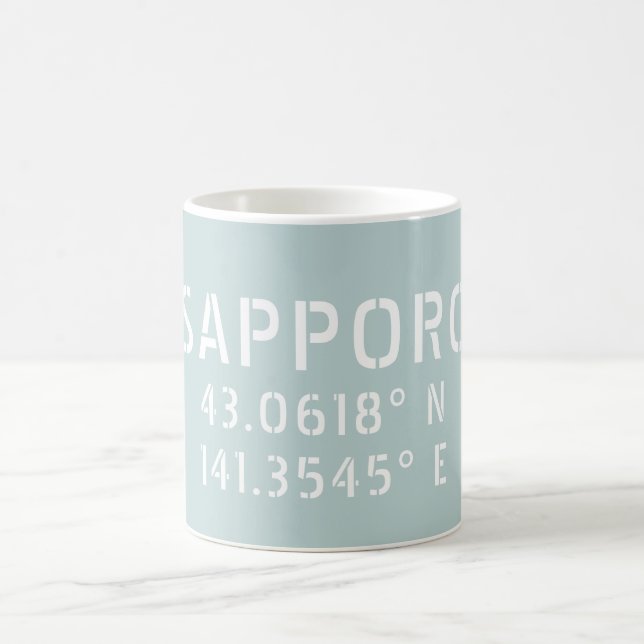 Caneca De Café Coordenadas Sapporo Latitude & Longitude (Centro)