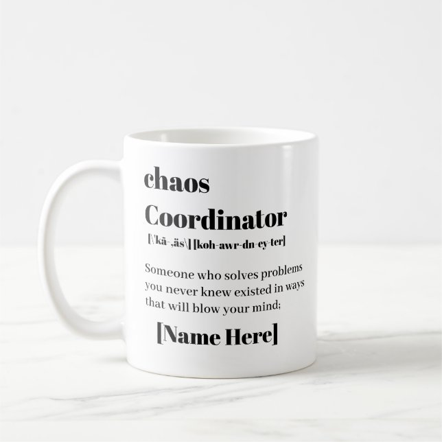 Caneca De Café Coordenador de Caos Personalizado  (Esquerda)