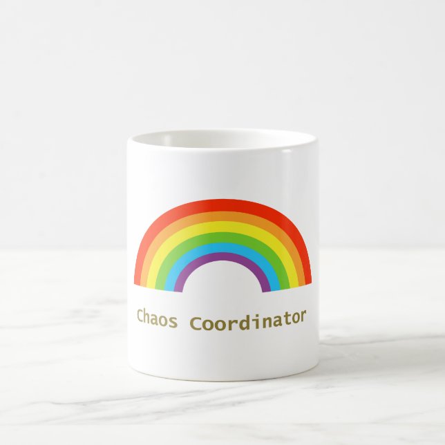 Caneca De Café Coordenador do Caos Arco-íris (Centro)