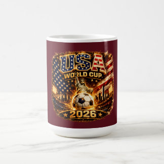 Caneca De Café Copa do Mundo EUA 2026 Arte de Futebol Vintage Lib