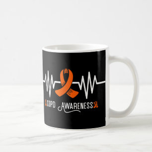 Caneca De Café Copd Awarness Heartbeat Orange Ribbon Award