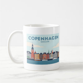 Caneca De Café Copenhaga Dinamarca Nyhavn Waterfront Pastel Viage