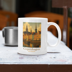 Caneca De Café Copenhagen Dinamarca Retro Viagem