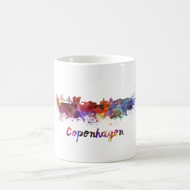 Caneca De Café Copenhagen skyline in watercolor (Centro)