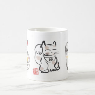 Caneca De Café Copo afortunado de três gatos