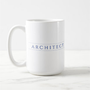 Caneca De Café Copo Alto Branco Arquiteto / Azul Marinho