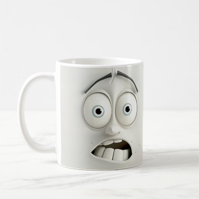 Caneca De Café Copo com a Face Sarcástica de Olhos Pequenos 3D (Esquerda)