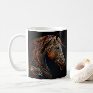 Caneca De Café Copo com Design de Cavalo, Arte Rústica de Animais