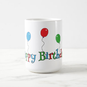 Caneca De Café Copo de Aniversário Gala de Balões Coloridos