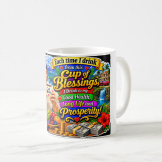 Caneca De Café "Copo de Bênçãos" Saúde e Prosperidade