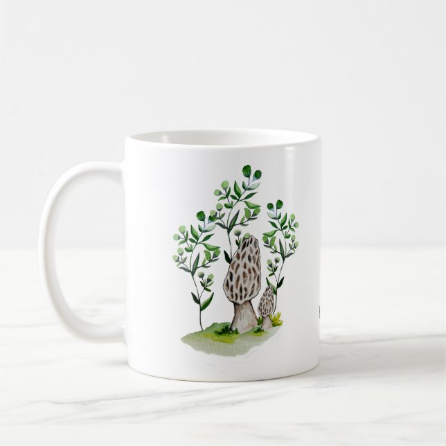 Caneca De Café Copo de café com padrão de cogumelo em aquarela fo (Esquerda)