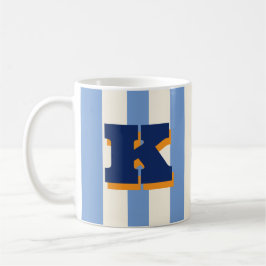Caneca De Café Copo de Café Listrado Personalizado com Inicial Cu