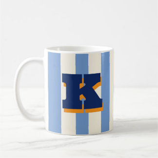 Caneca De Café Copo de Café Listrado Personalizado com Inicial Cu