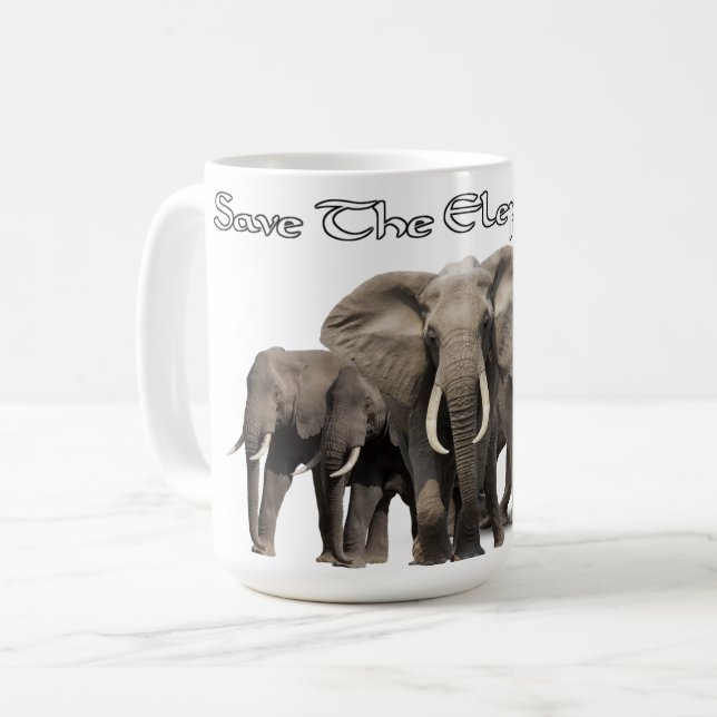 Caneca De Café Copo de elefante africano (Frente Esquerda)