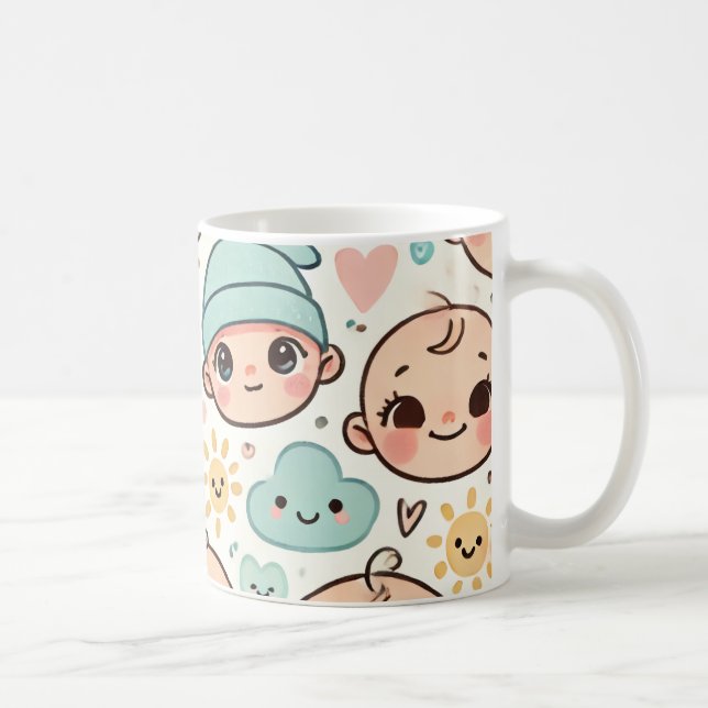 Caneca De Café Copo de ilustração do rosto do bebê bonito (Direita)