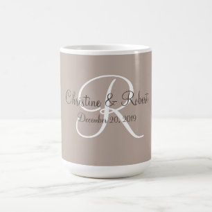Caneca De Café Copo de monograma de casamento ou aniversário