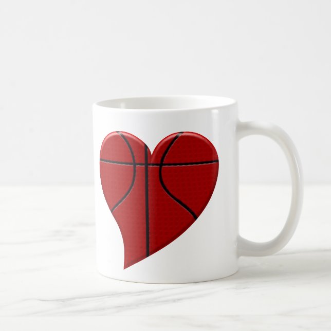 Caneca De Café Copo do basquetebol do coração (Direita)