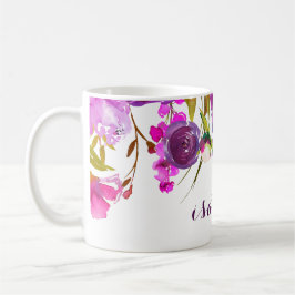 Caneca De Café Copo floral da aguarela roxa bonito