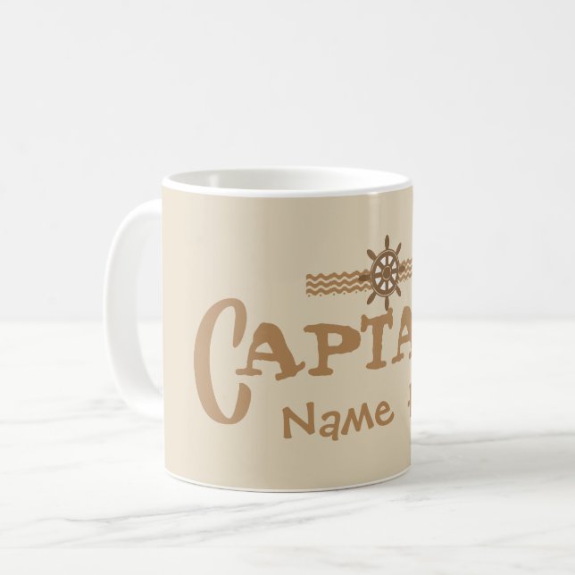 Caneca De Café Copo personalizado capitão do barco (Frente Esquerda)