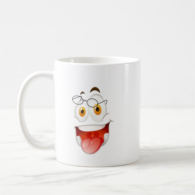 Caneca De Café Copo rosto feliz, Rosto engraçado, Feliz, Caneca,  (Esquerda)