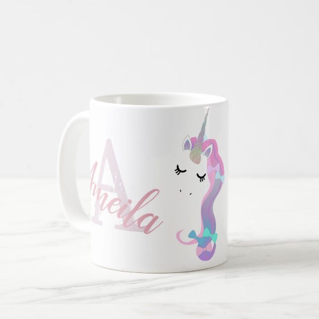Caneca De Café Copo unicórnio personalizado (Frente Esquerda)