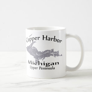 Caneca De Café Copper Harbor Michigan Heart Map Design Mug