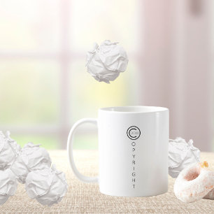Caneca De Café Copyright Modern Black and White Typografia