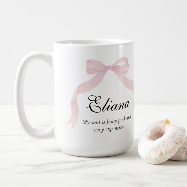 Caneca De Café Coquete pink bow Classic Sticker  (Com Donut)