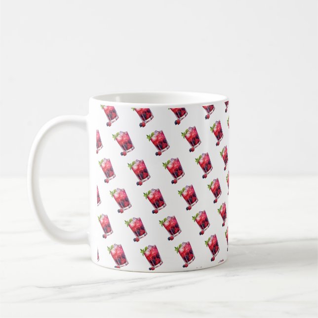 Caneca De Café Coquetel de Berry de Aquarela com Bebida Mint (Esquerda)